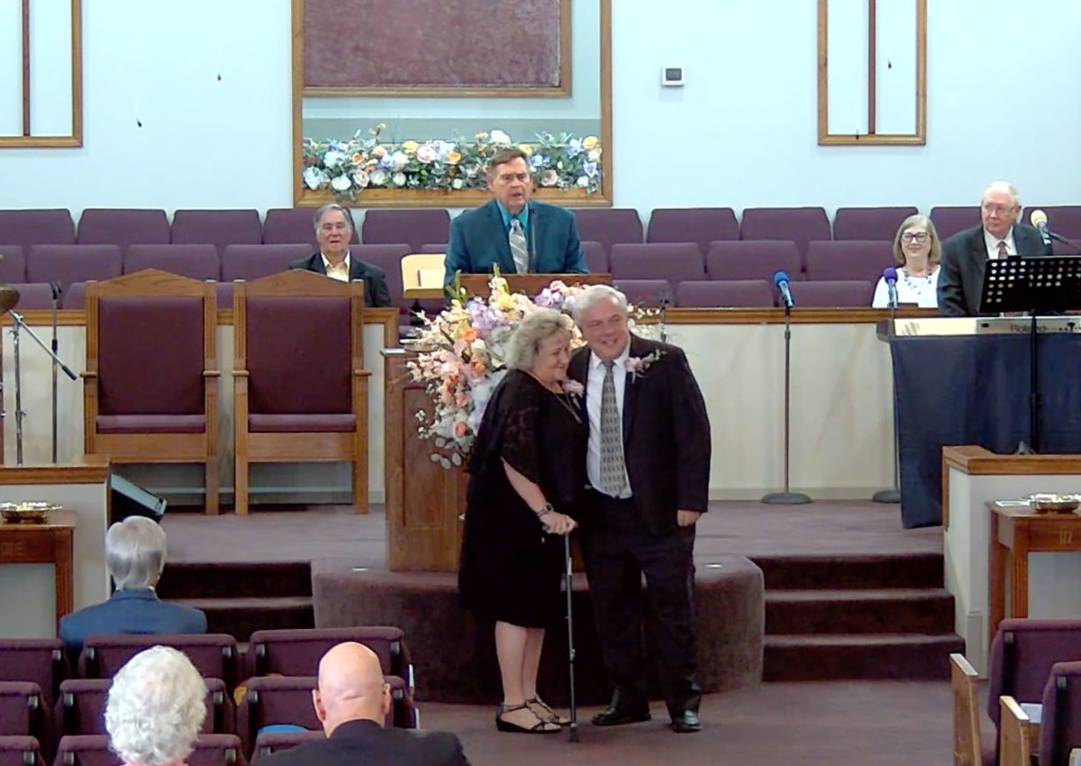 Donny Fine speaking. Willard and Sheila Griffin on Pastor Appreciation Day.